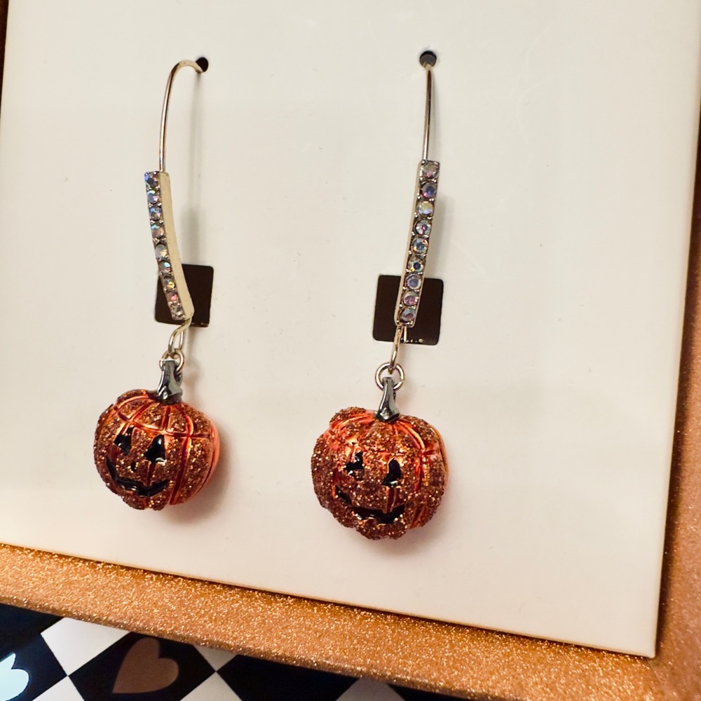 Betsy Johnson Glitter Pumpkin Earrings - Picture 4 of 4